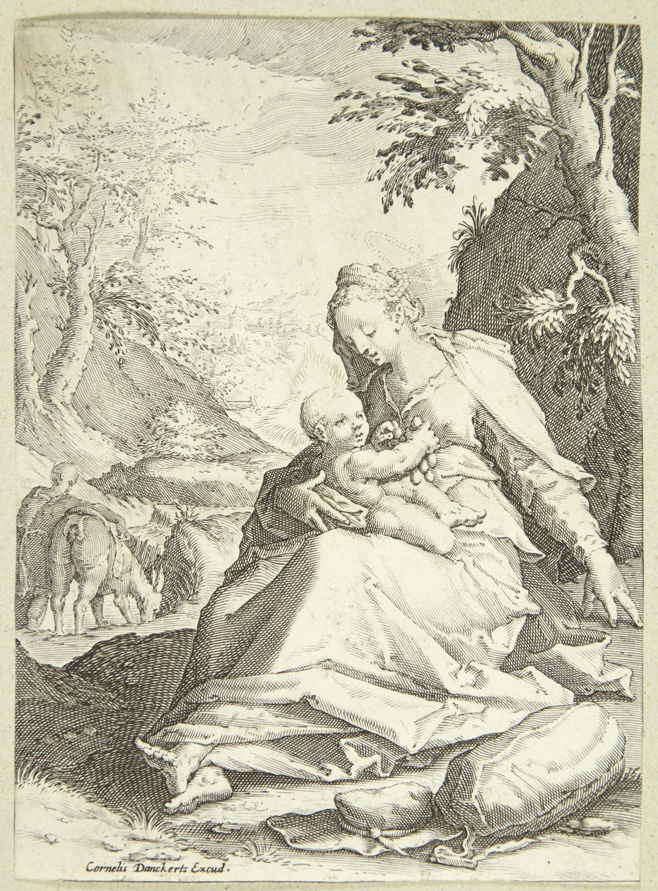 Reszta w locie do Egiptu autorstwa Hendrick Goltzius