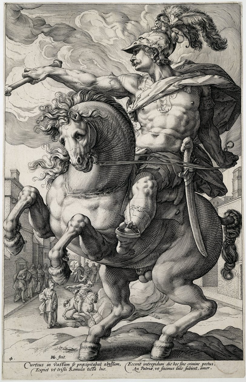 Marek Curtius Bohaterowie rzymscy (tytuł serii) autorstwa Hendrick Goltzius