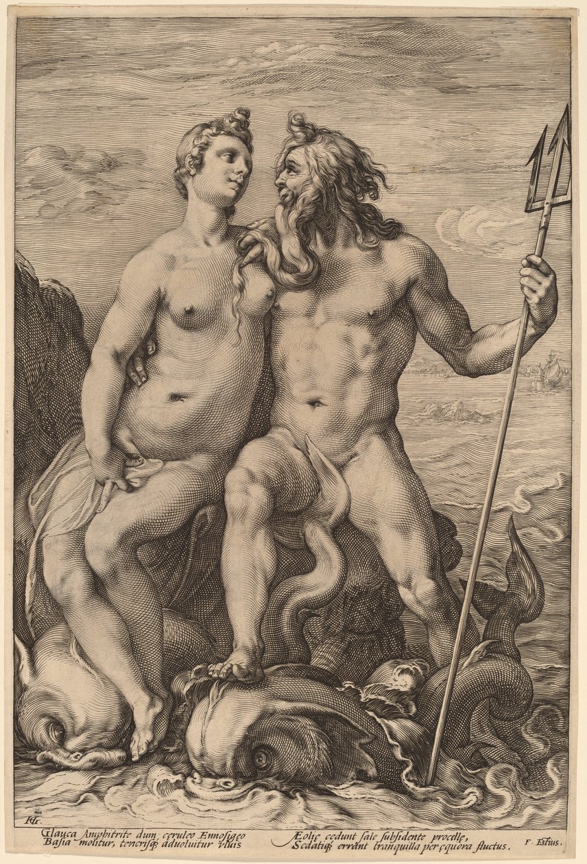 Neptun i Amfitryt autorstwa Hendrick Goltzius