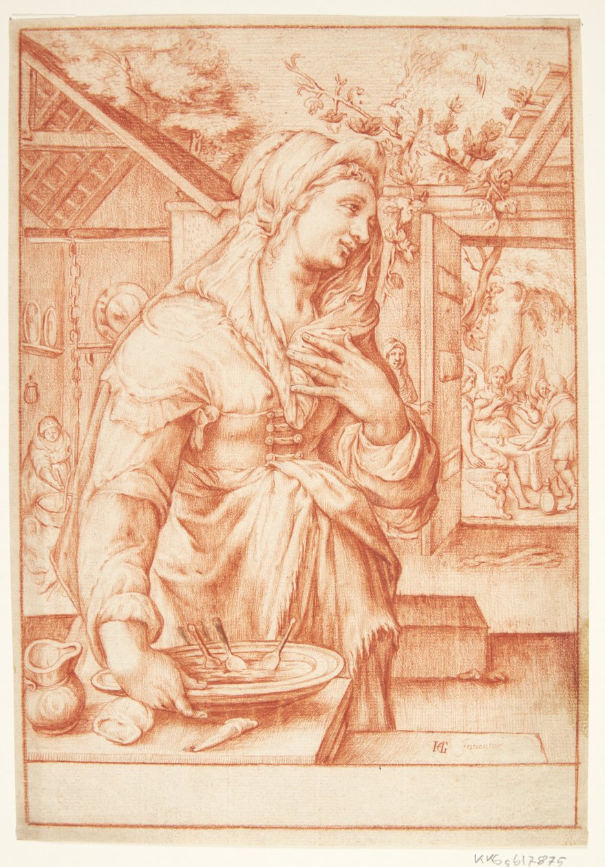Sarah w kuchni autorstwa Hendrick Goltzius