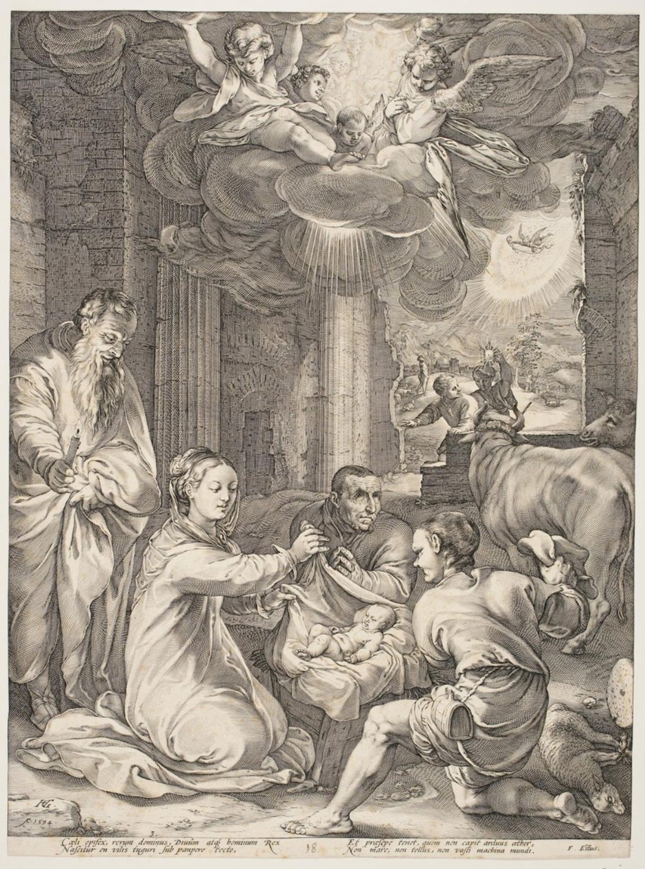 Adoracja pasterzy autorstwa Hendrick Goltzius
