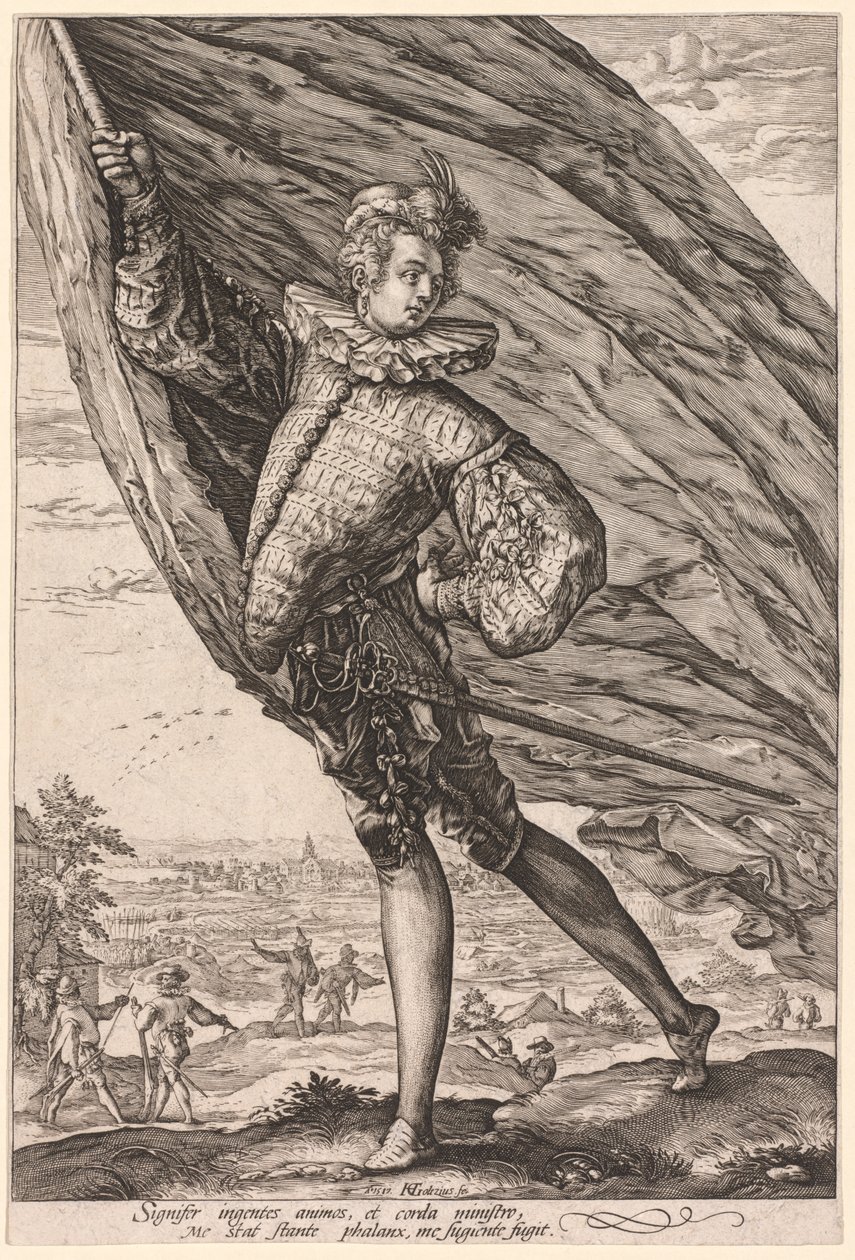 Chorąży, zwrócony w lewo autorstwa Hendrick Goltzius