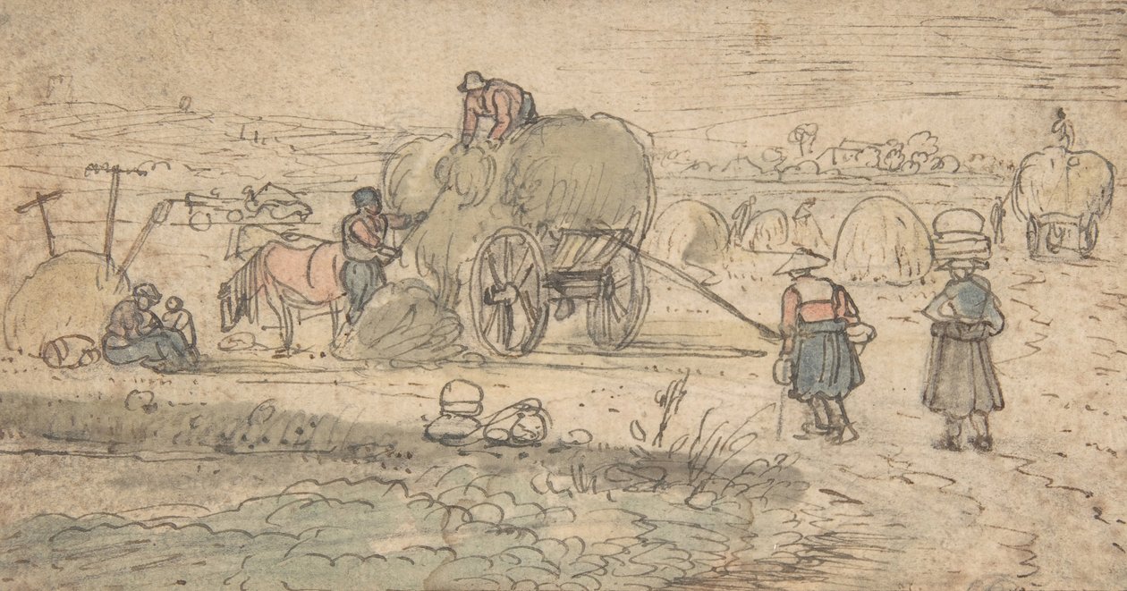 Chłopi Załadunek Siana, ca. 1620s. autorstwa Hendrick. Hendrick Avercamp,Avercamp