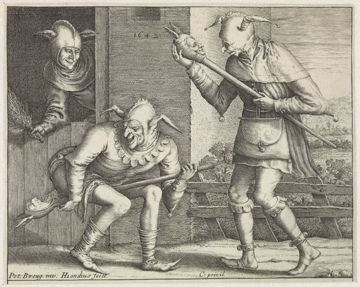 Trzech głupców Szalony (tytuł serii) autorstwa Hendrick Hondius (I)