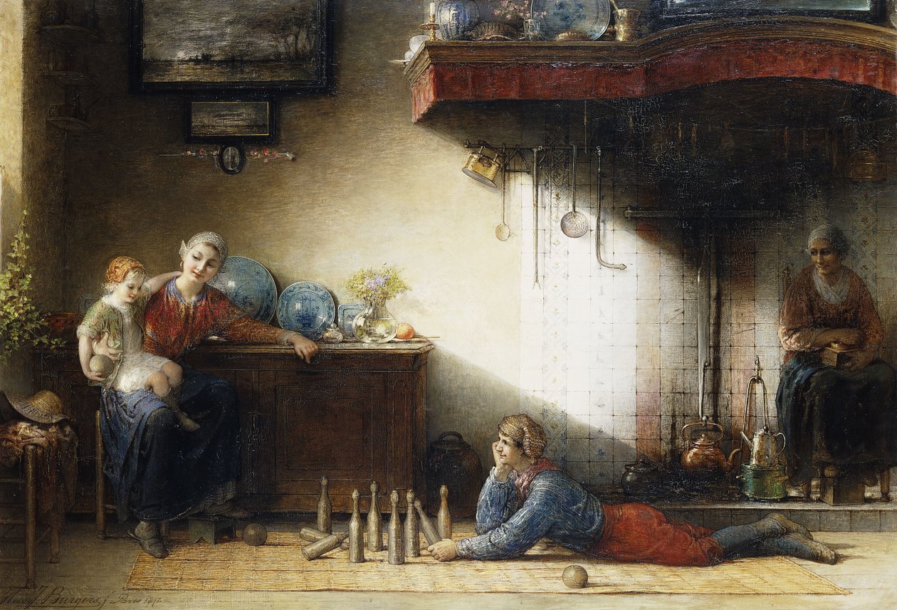 Gra w kręgle, 1872 autorstwa Hendrieus Jacobus Burgers