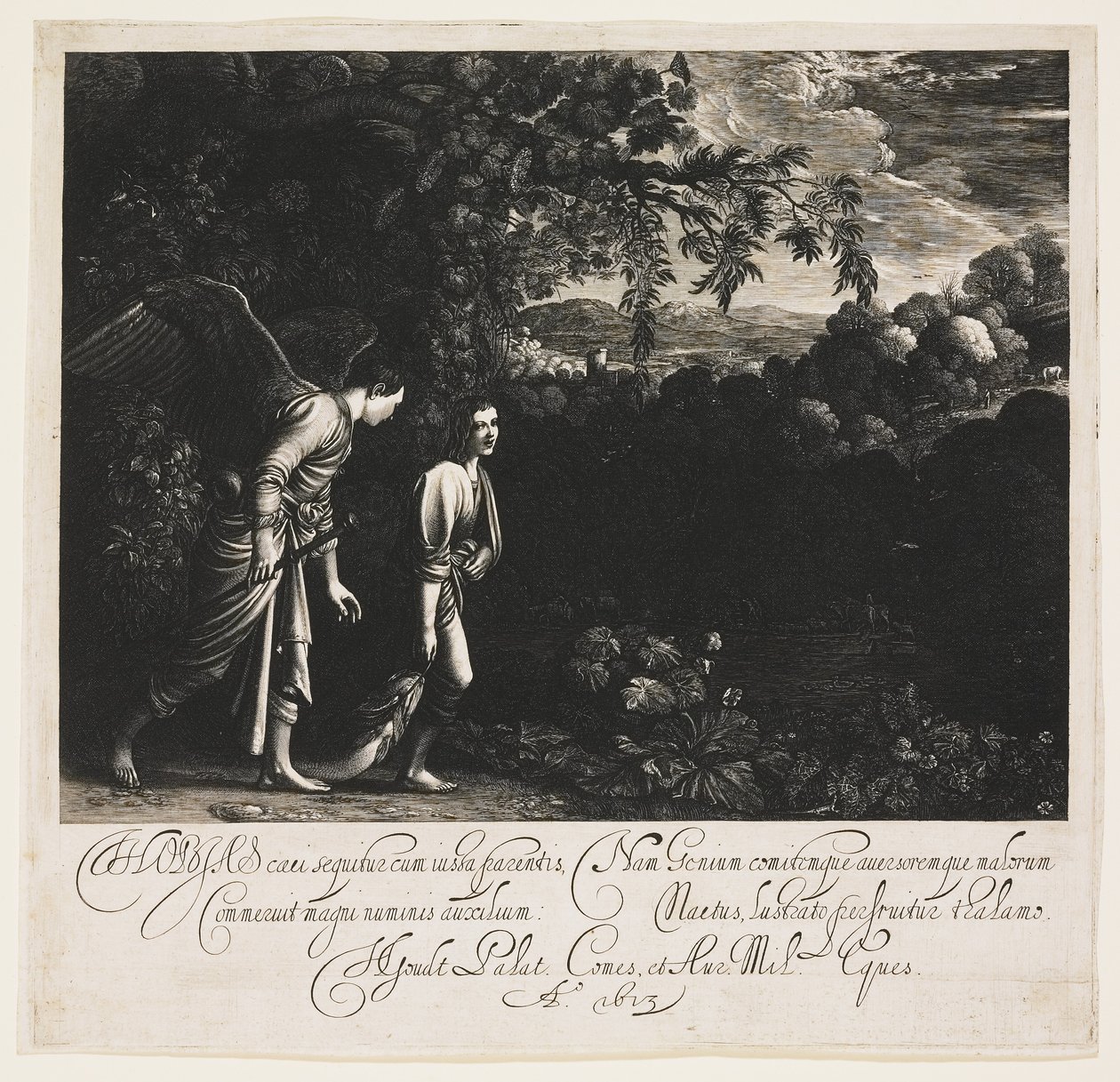 Tobiasz i Anioł, 1613 autorstwa Hendrik Goudt