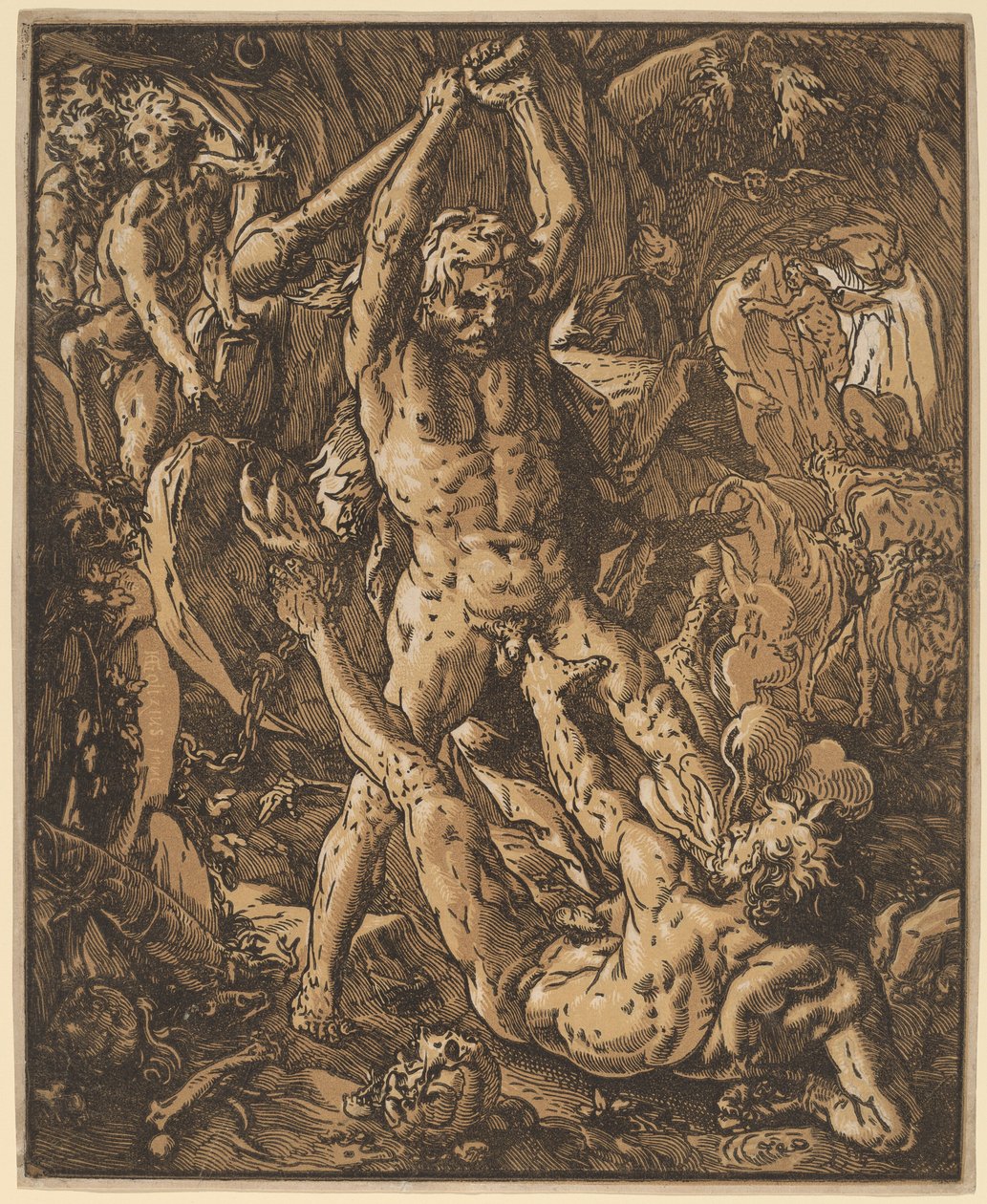Herkules zabija Cacus autorstwa Hendrik Goltzius