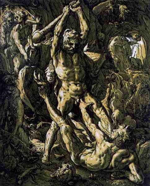 Herkules zabija Cacus autorstwa Hendrik Goltzius