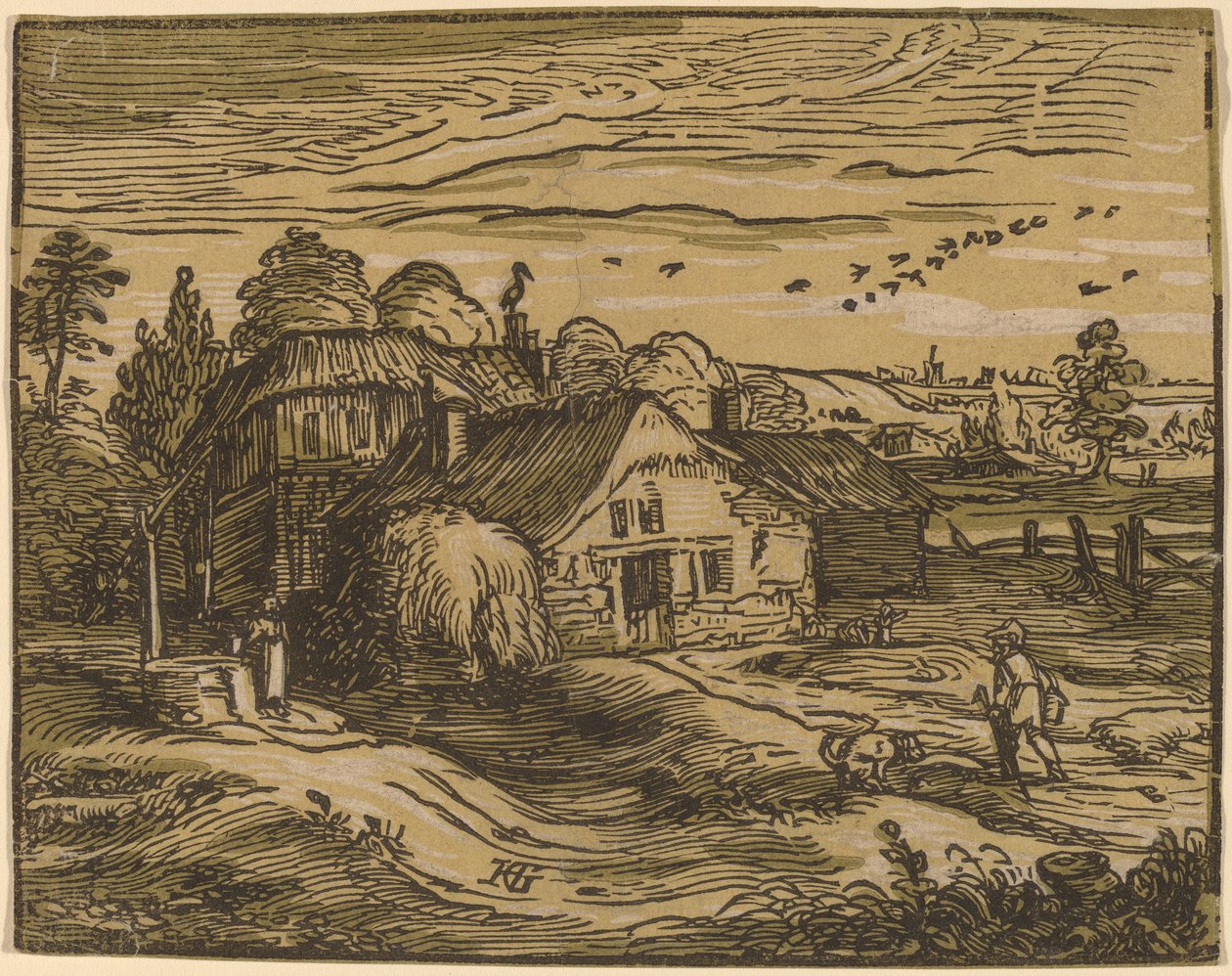 Krajobraz z domem wiejskim autorstwa Hendrik Goltzius