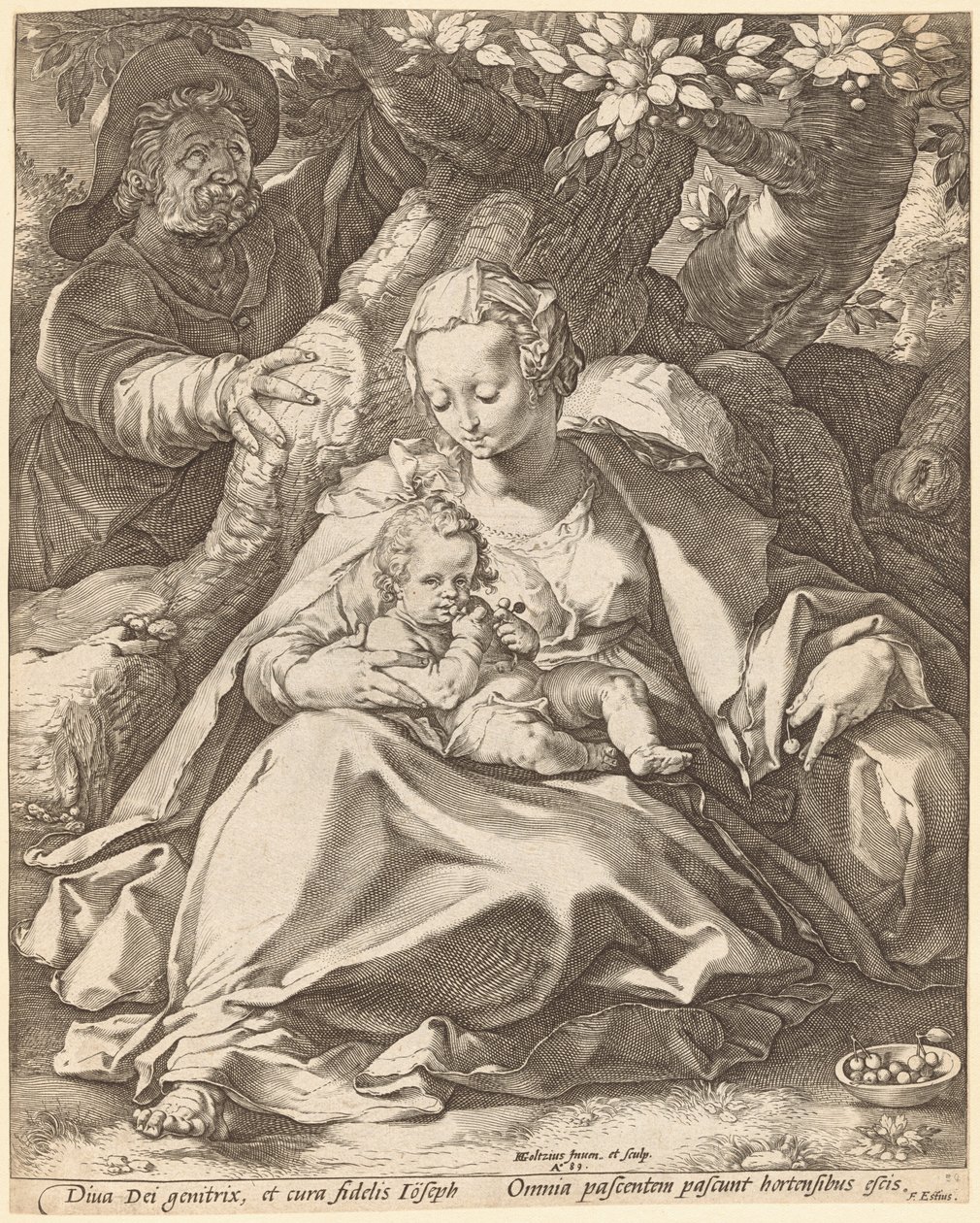Święta Rodzina pod Wiśnią autorstwa Hendrik Goltzius