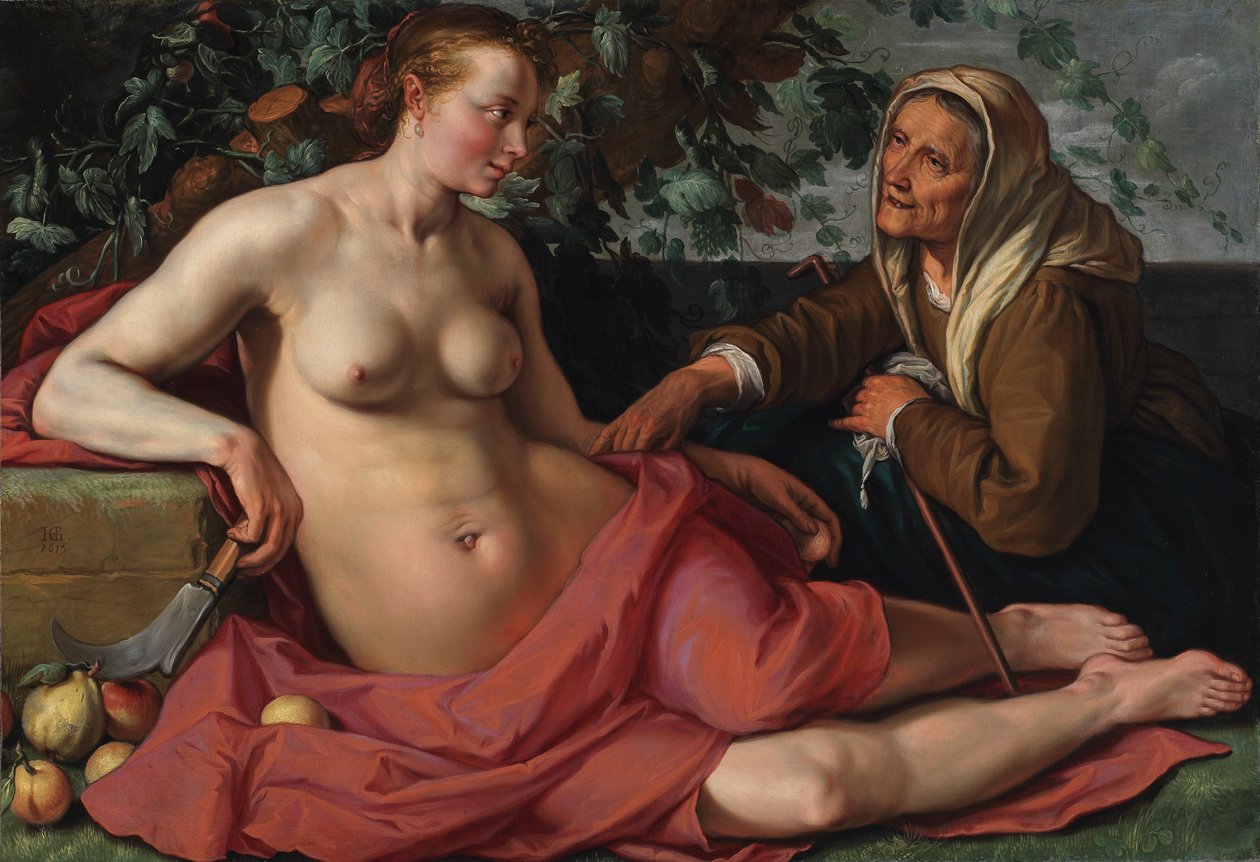 Vertumnus i Pomona autorstwa Hendrik Goltzius