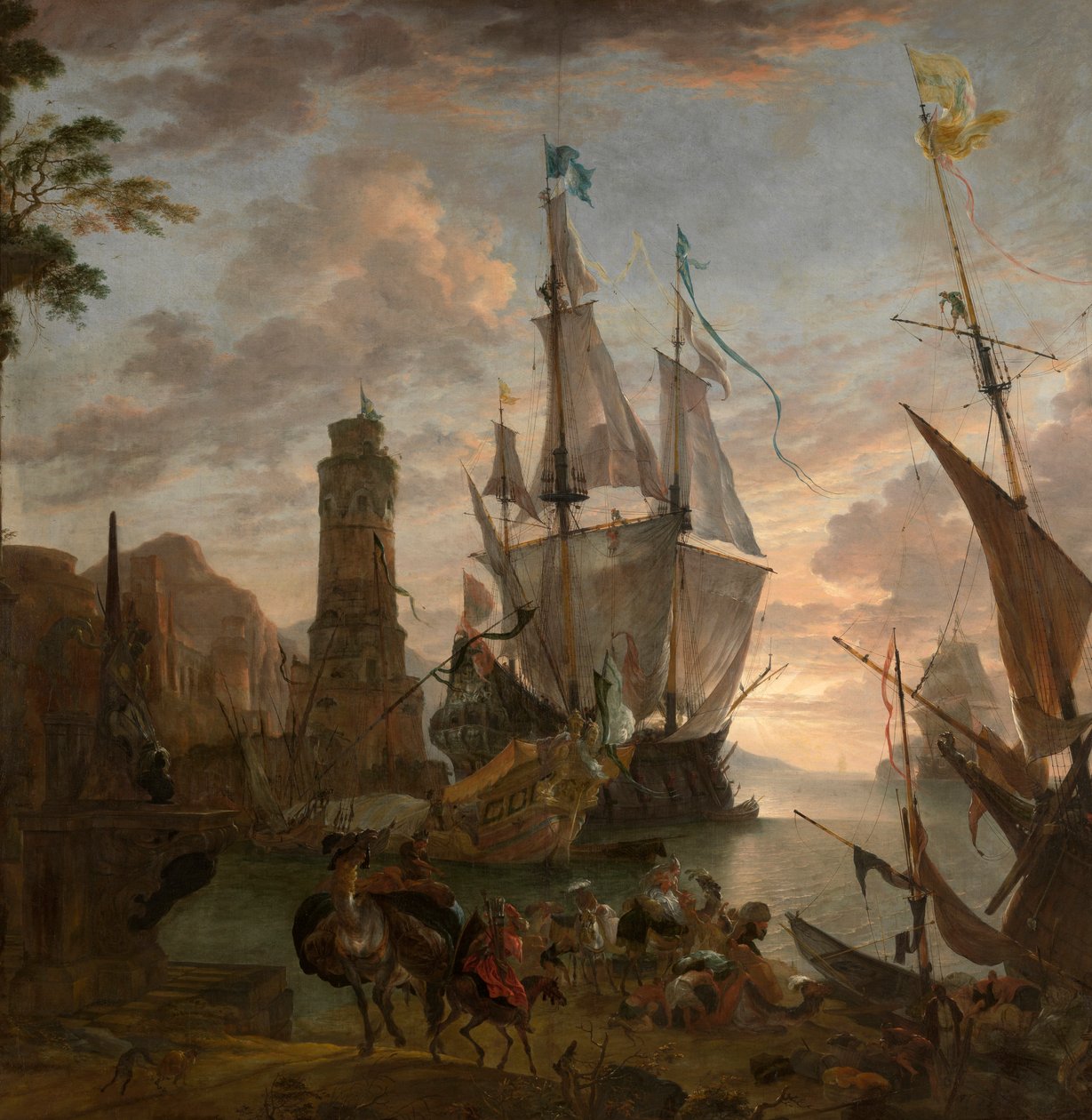 Orientalny port morski (olej na płótnie) autorstwa Hendrik van Minderhout