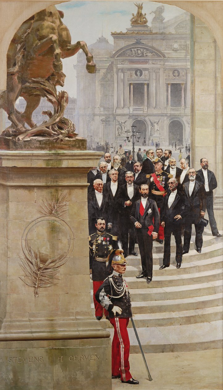 Prezydent Sadi Carnot (1837-94) i jego rząd przed Operą Paryską, z panoramy „Historii stulecia”, 1889 autorstwa Henri Gervex