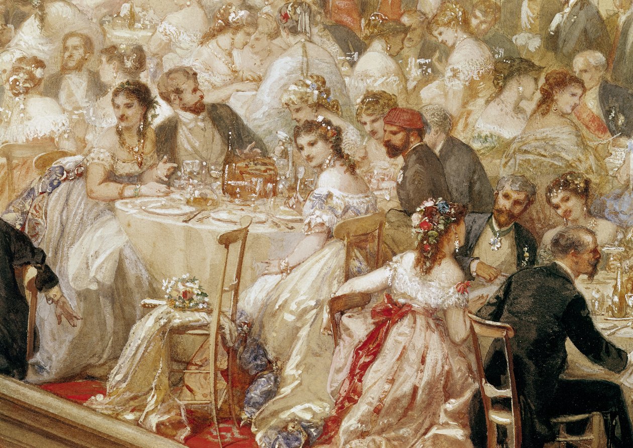 Kolacja w Tuileries, 1867 (detal z 182992) autorstwa Henri Baron