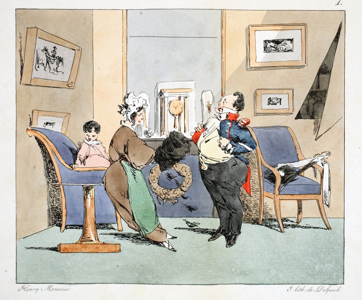 Madame Ledru, stałem się strasznie potężny, ok. 1828 (litografia ręcznie kolorowana) autorstwa Henri Bonaventure Monnier