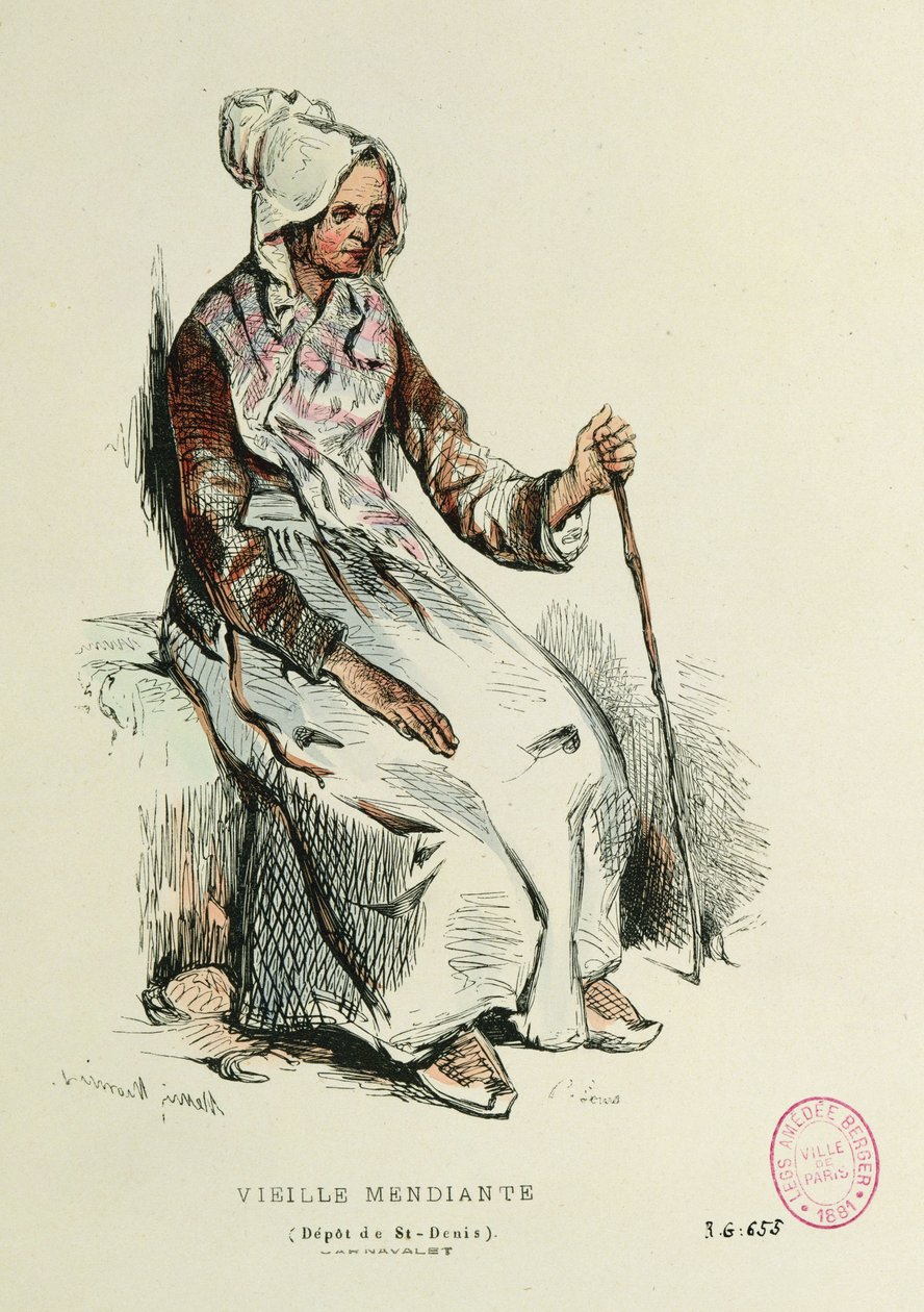 Stara żebraczka autorstwa Henri Bonaventure Monnier