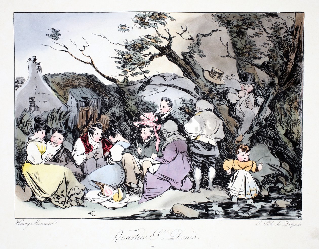 Quartier St. Denis, ilustracja z „Six Quartiers de Paris” Henri Monniera, litografia F.S. Delpech, wyd. Paryż, ok.1828 (ręcznie kolorowana lito) autorstwa Henri Bonaventure Monnier