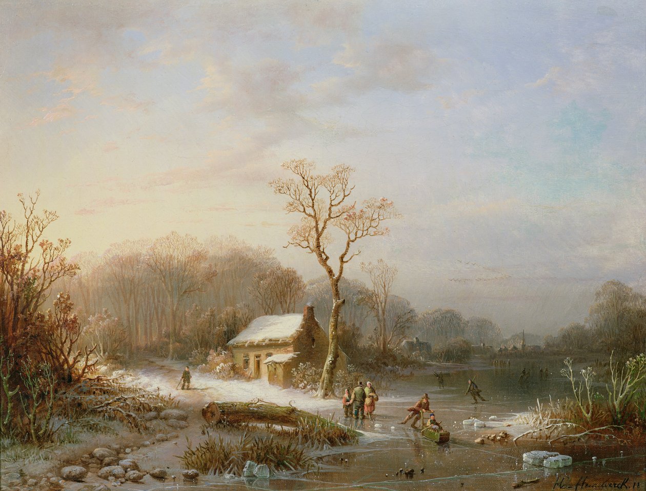 Scena łyżwiarska, XIX w. autorstwa Henri Cleenewerck