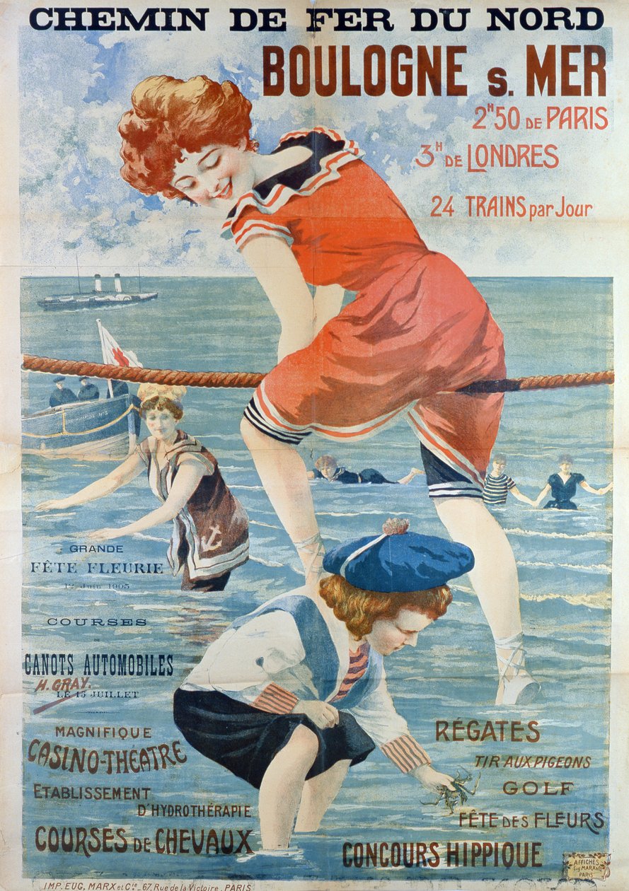 Plakat reklamujący nadmorski kurort Boulogne sur Mer, 1905 autorstwa Henri Gray