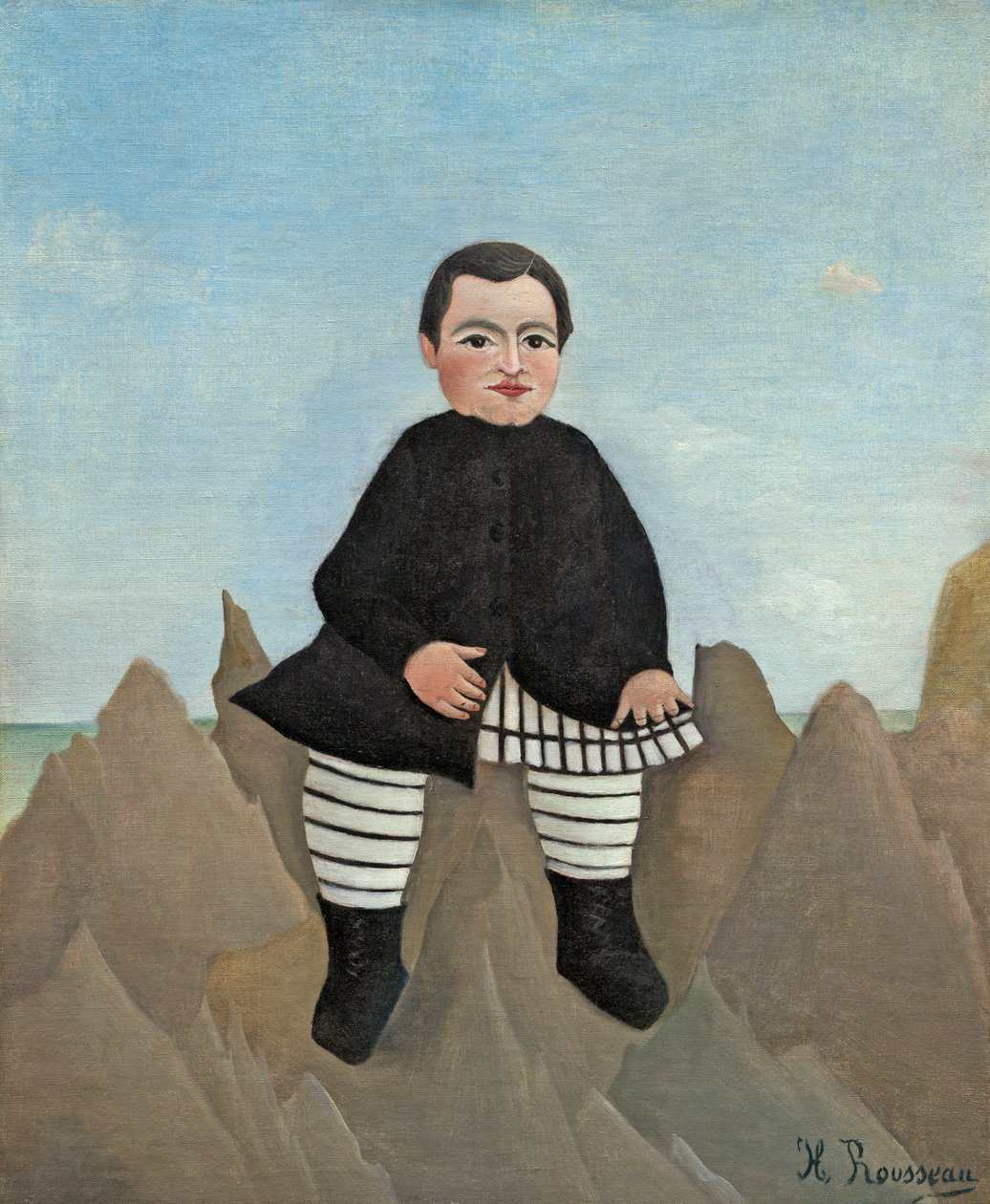 Chłopiec na skałach, 1895-97 (olej na płótnie) autorstwa Henri Rousseau