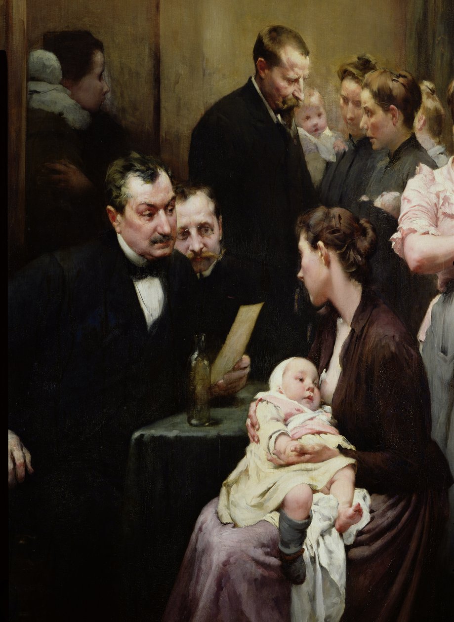 Kropla mleka w Belleville: operacja doktora Variota, konsultacja, 1903 (szczegół) autorstwa Henri Jules Jean Geoffroy