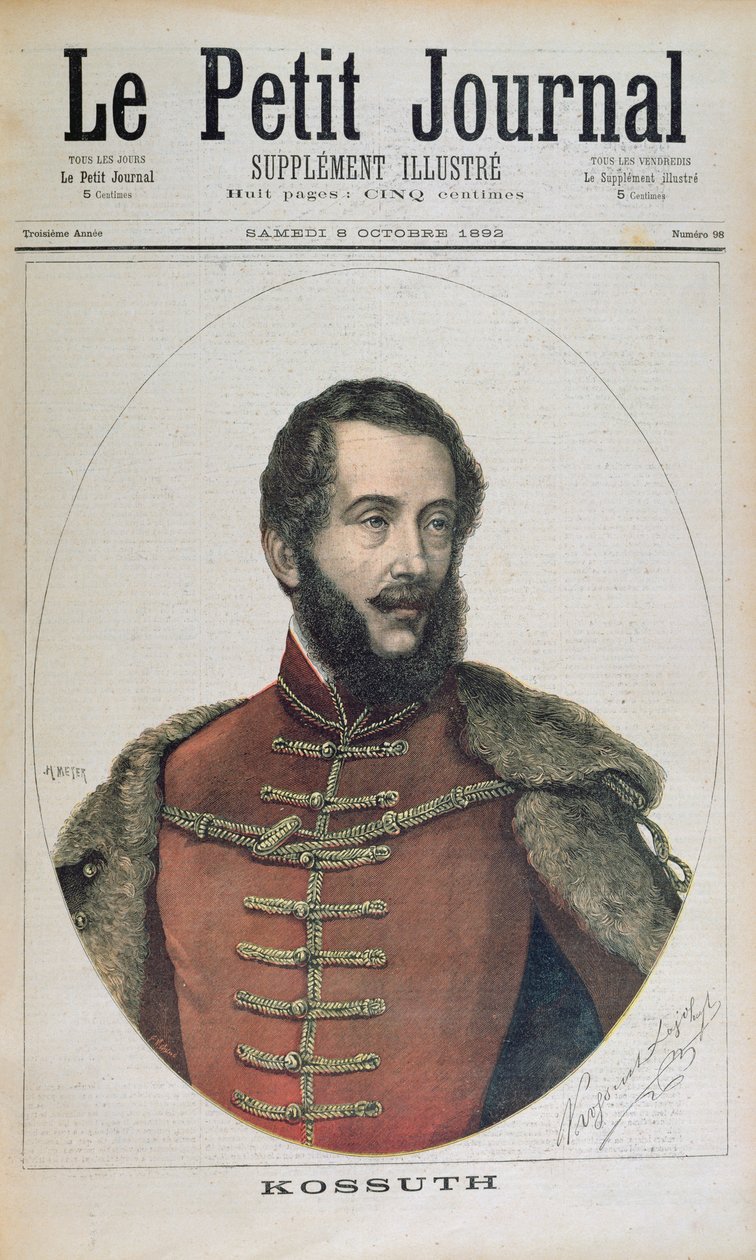 Portret Lajosa Kossutha (1802-94) z okładki „Le Petit Journal”, 8.10.1892 autorstwa Henri Meyer