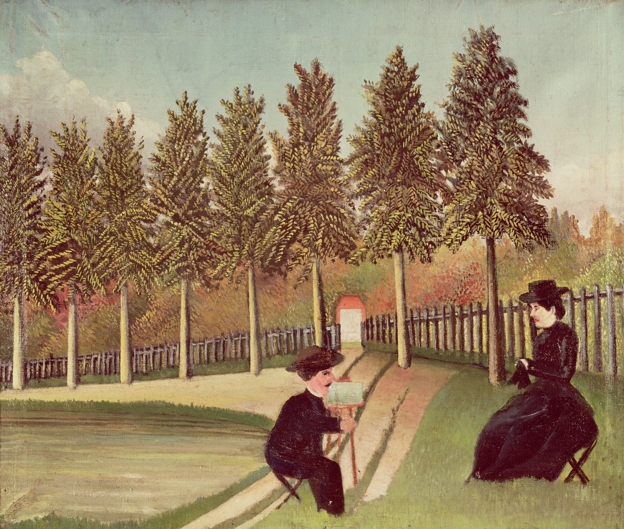 Artysta malujący swoją żonę, 1900-05 autorstwa Henri Rousseau