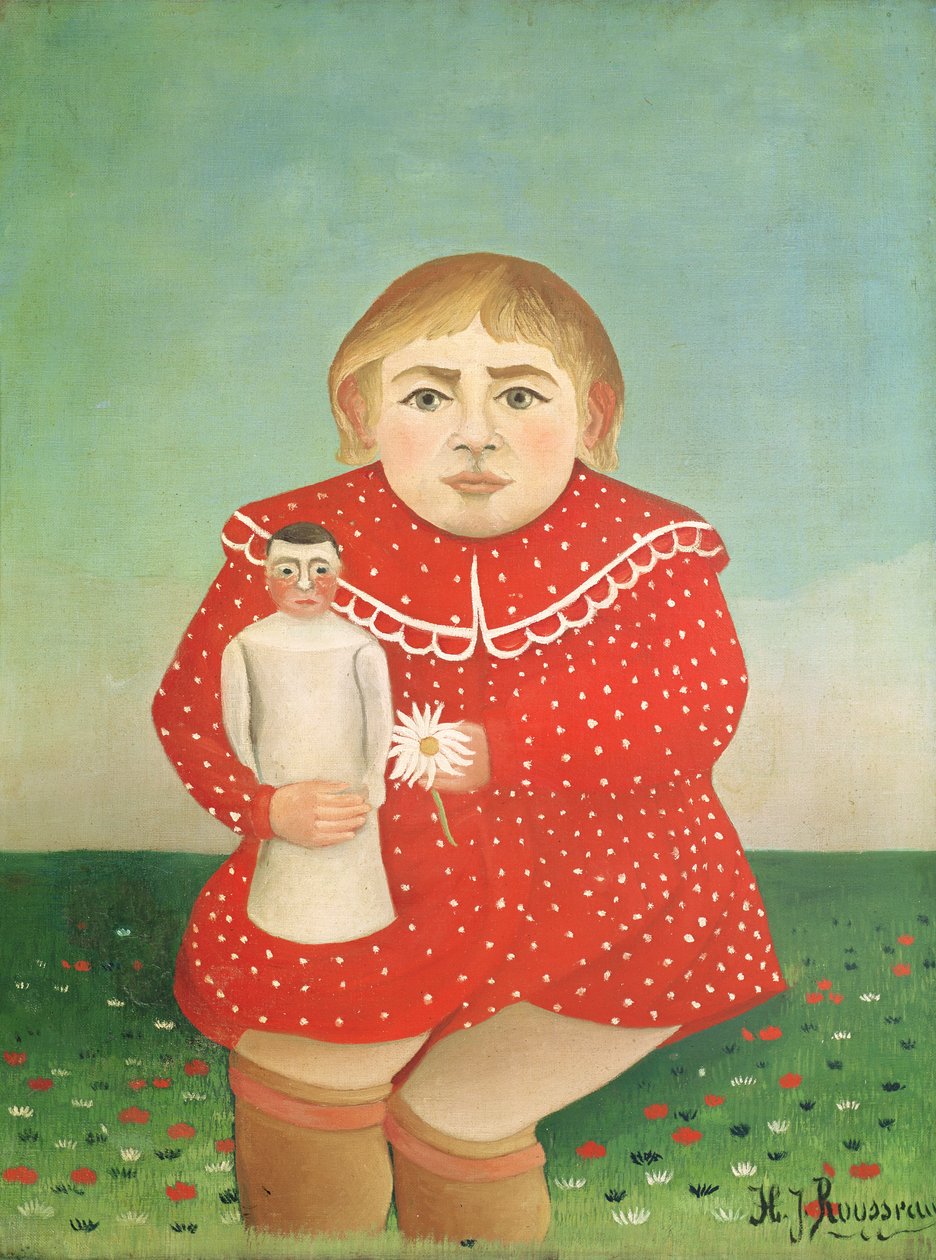 Dziewczyna z lalką, ok. 1892 lub ok. 1904-05 autorstwa Henri Rousseau