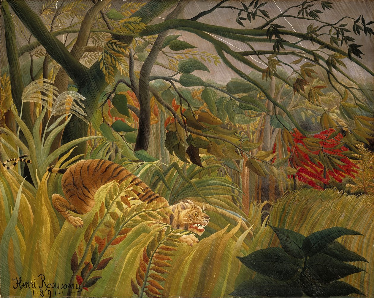 Tygrys w burzy tropikalnej autorstwa Henri Rousseau