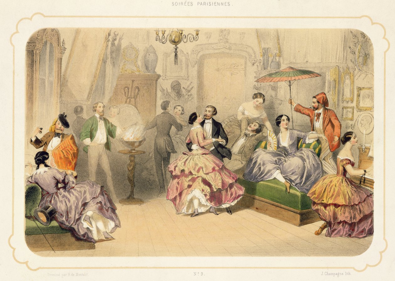 Artystyczny cios z „Soirees Parisiennes”, sztych. szampan autorstwa Henri de Montaut
