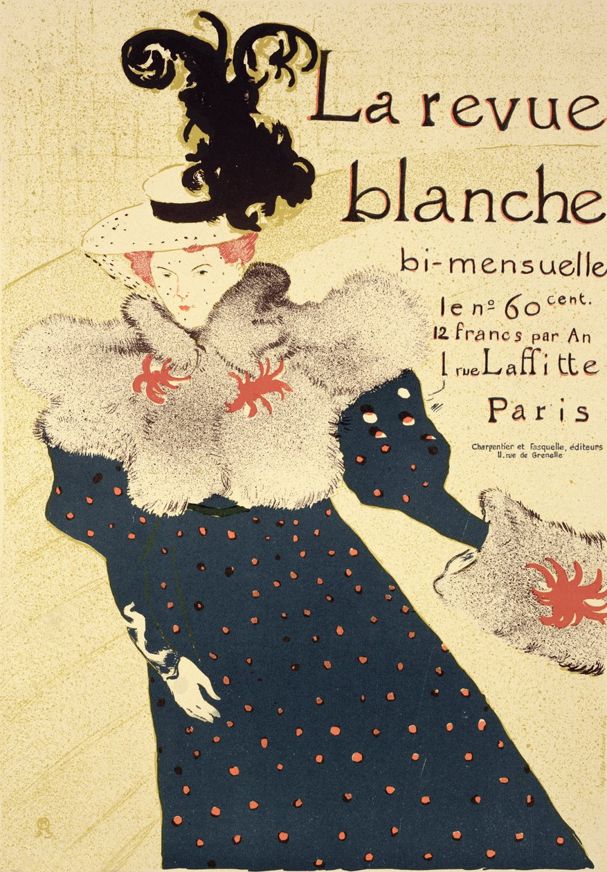 Reprodukcja plakatu reklamującego "La Revue Blanche", 1895 r. autorstwa Henri de Toulouse Lautrec