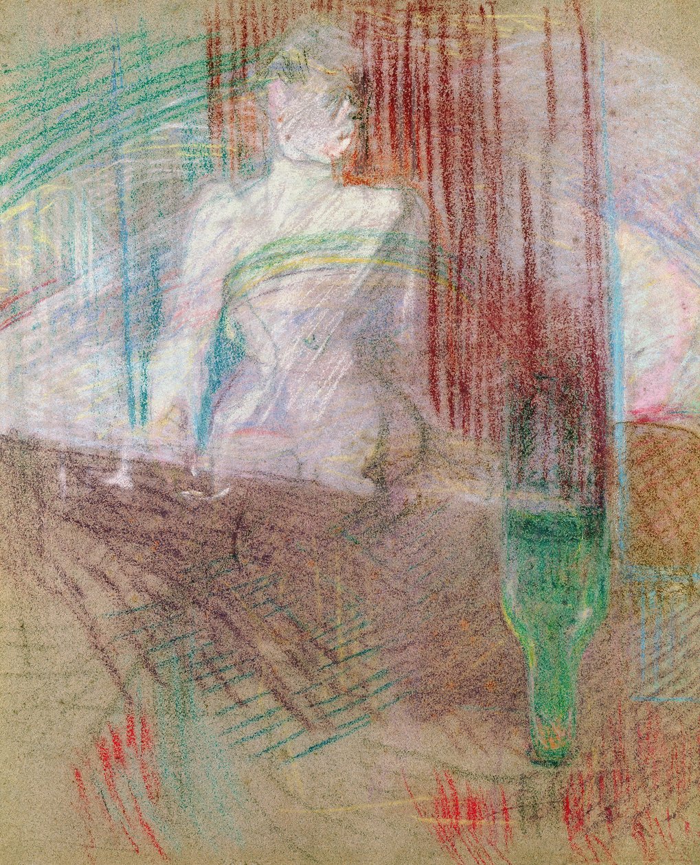 Kobieta stojąca za stołem, z „Elles”, 1889 (pastel na papierze) autorstwa Henri de Toulouse Lautrec
