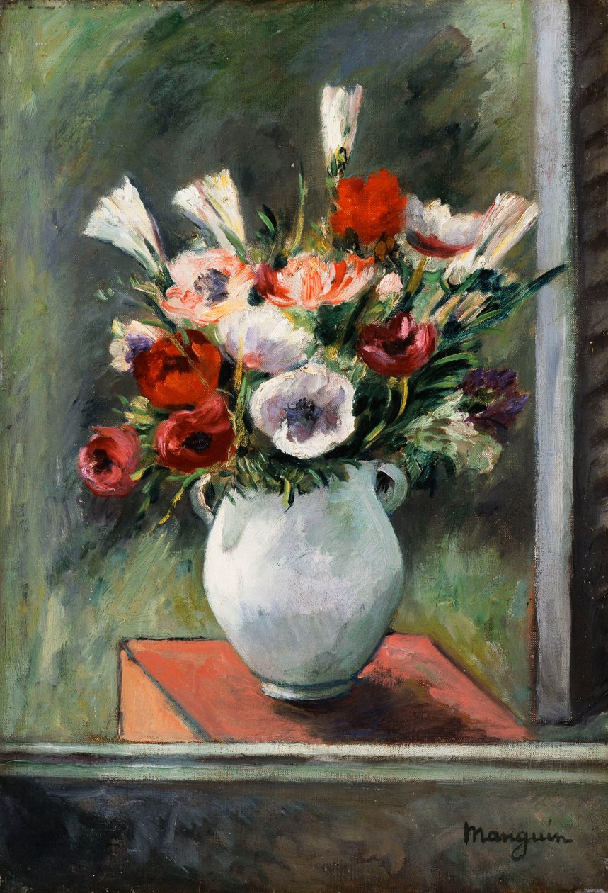 Anemony w białej wazie autorstwa Henri Charles Manguin