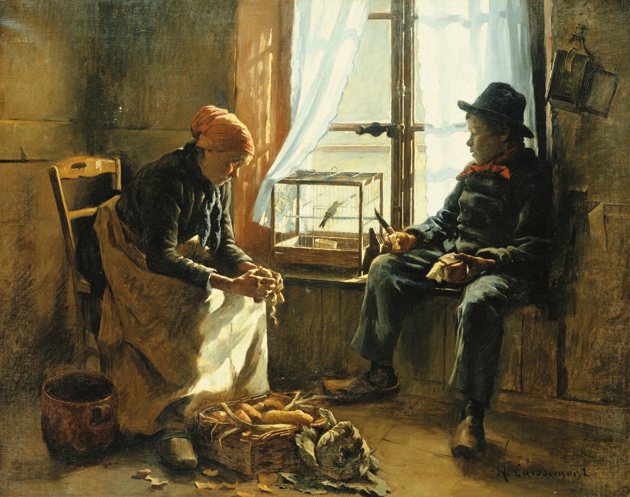 Zimowe słońce; zimowe słońce, autorstwa Henri Adolphe Laissement