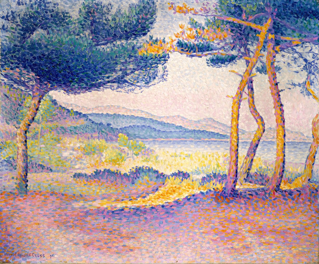 Sosny wzdłuż brzegu, 1896. autorstwa Henri Edmond Cross