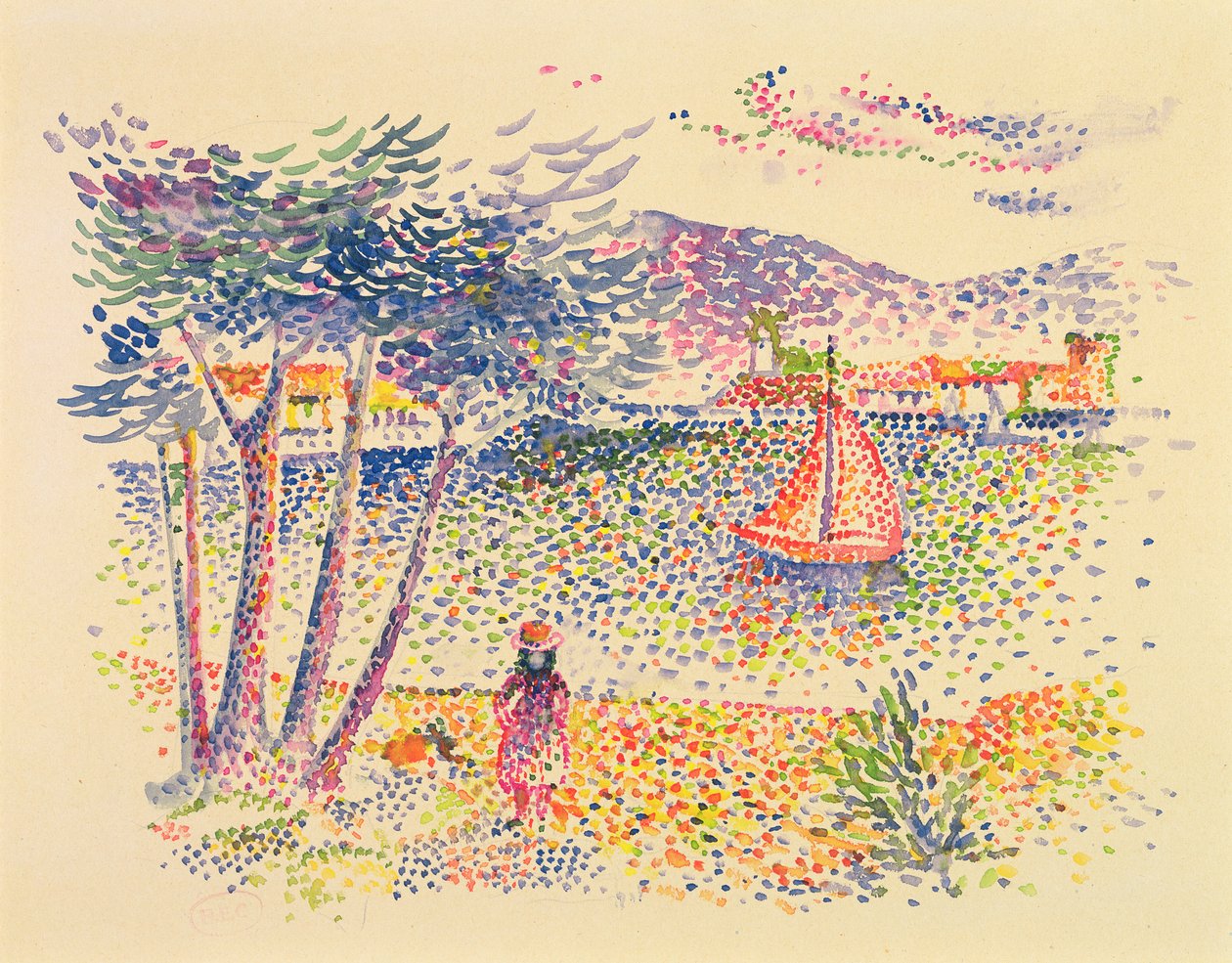 Żaglówki na Wybrzeżu autorstwa Henri Edmond Cross