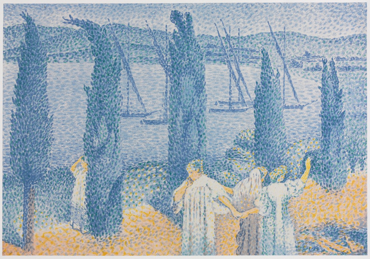 Promenada (Krajobraz z cyprysami) autorstwa Henri Edmond Cross