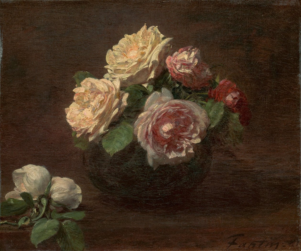 Róże w misce autorstwa Ignace Henri Jean Fantin Latour