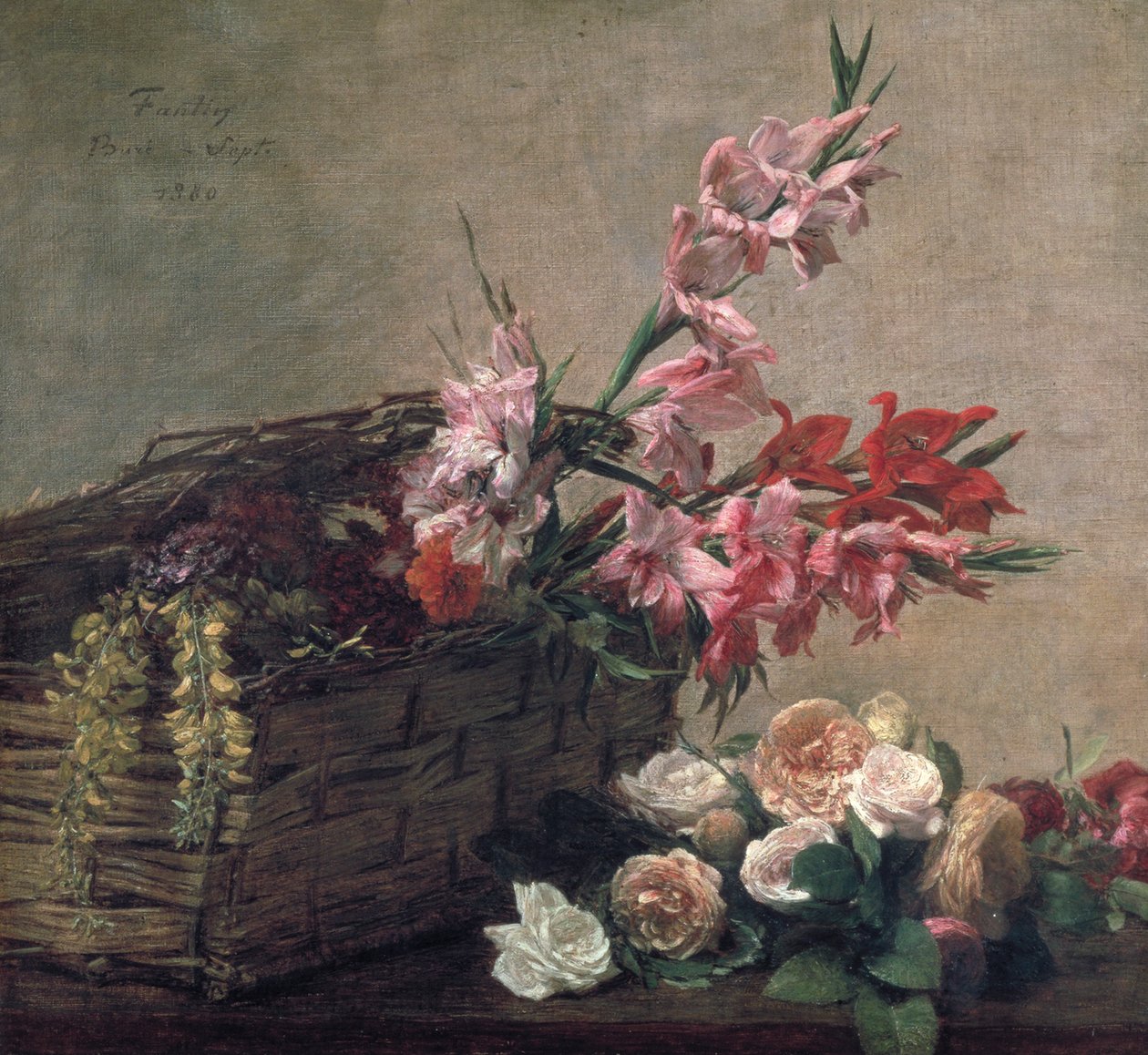 Mieczyk i róże, 1880 r. autorstwa Ignace Henri Jean Fantin Latour