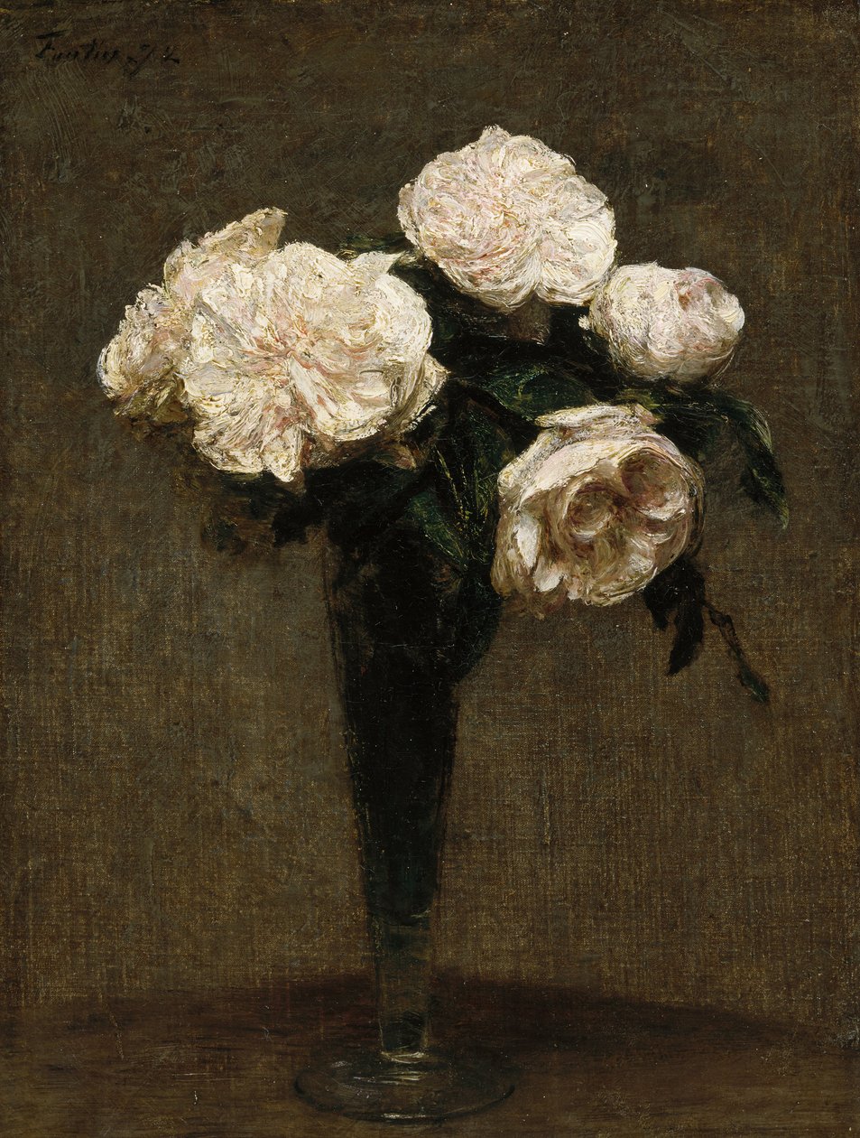 Róże w wazonie autorstwa Henri Fantin Latour
