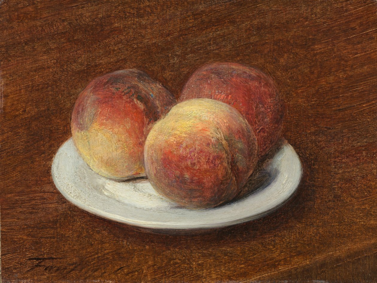 Trzy brzoskwinie na talerzu, 1868. autorstwa Ignace Henri Jean Fantin Latour
