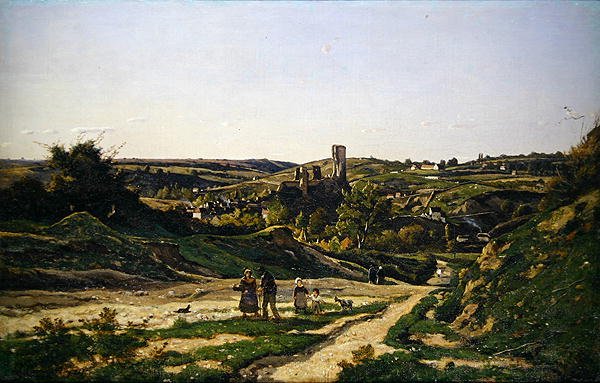Zamek i wieś Herisson autorstwa Henri Joseph Harpignies