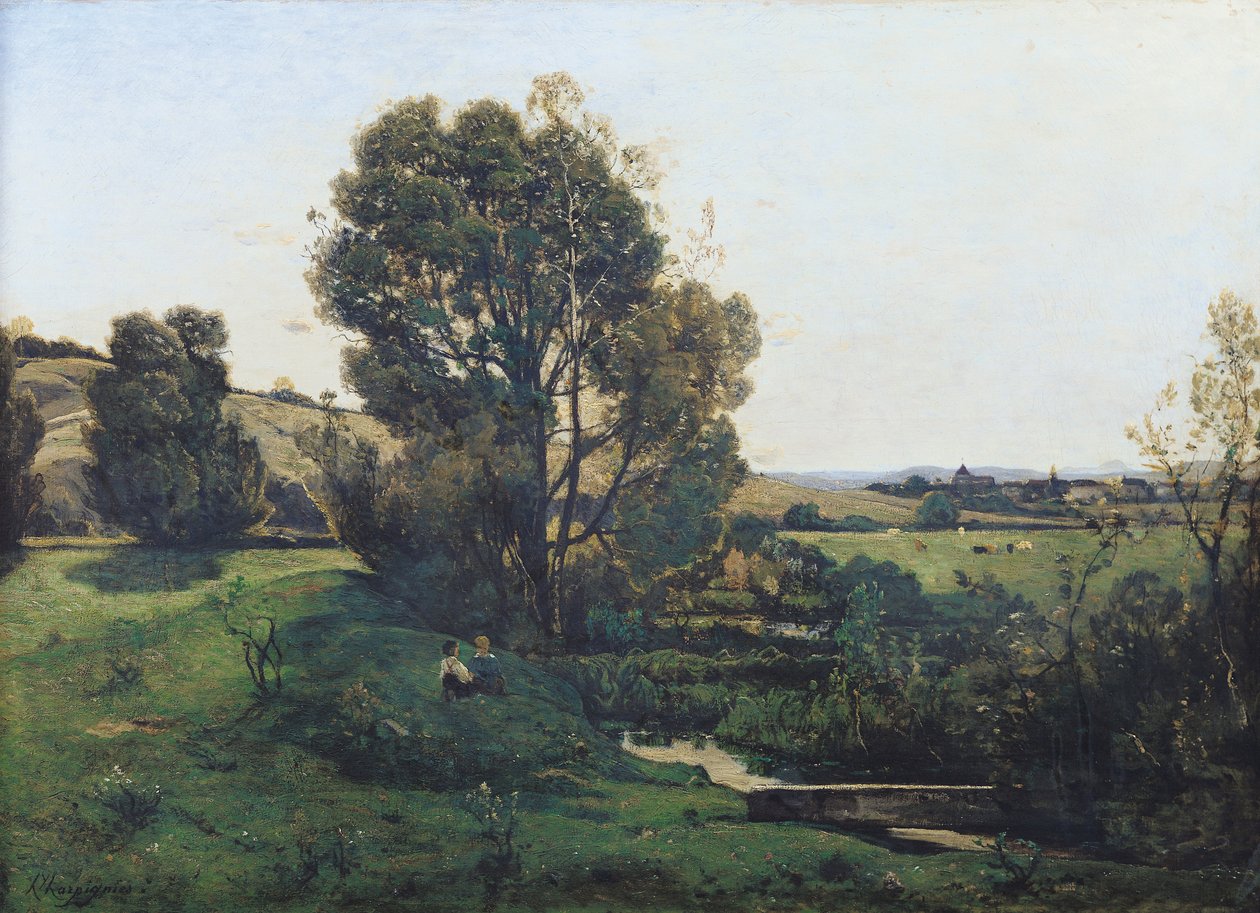 Widok z Moncel-sur-Seine, c.1868 autorstwa Henri Joseph Harpignies