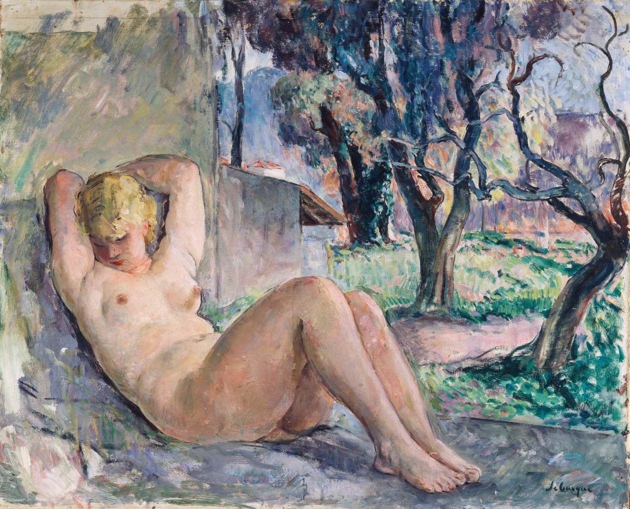 Akt leżący w ogrodzie, ok. 1934 autorstwa Henri Lebasque