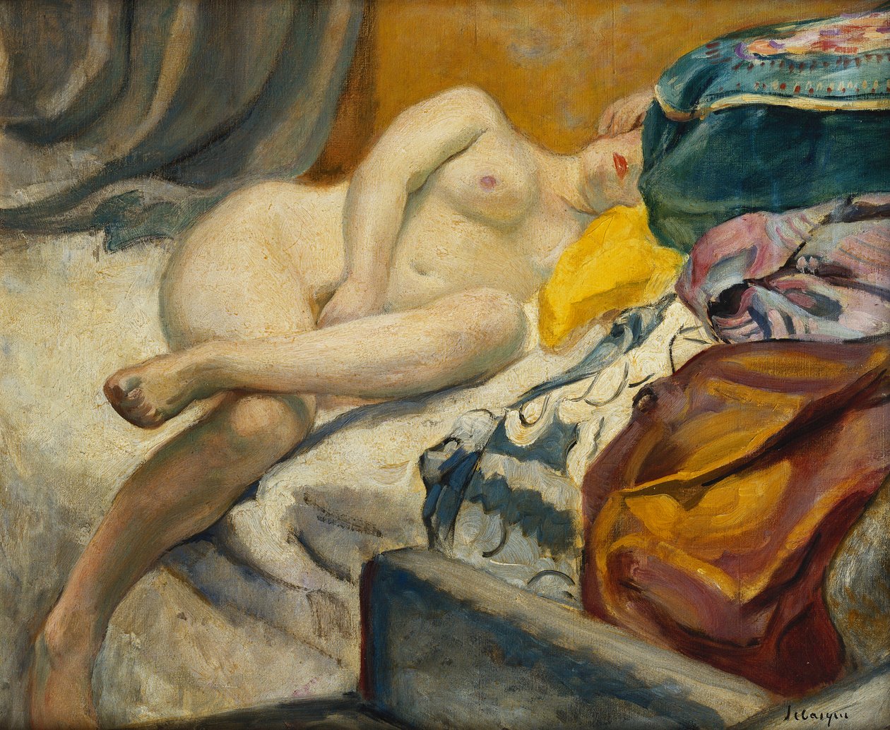 Leżąca nago; Nu kanapa, autorstwa Henri Lebasque