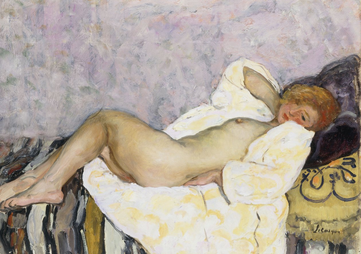 Leżąca nago; Nu kanapa, autorstwa Henri Lebasque