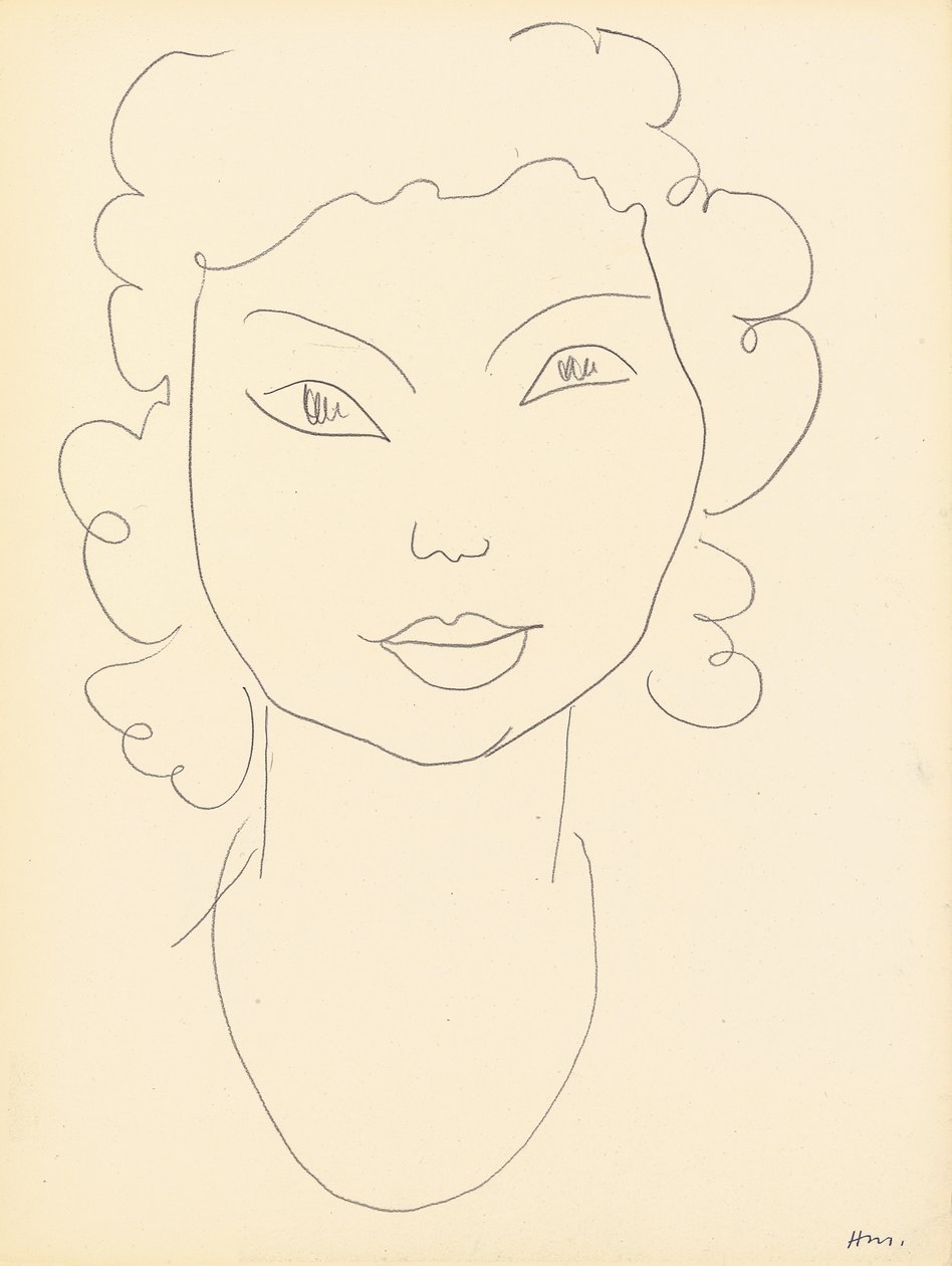 Głowa, kręcone włosy (kredka na papierze) autorstwa Henri Matisse