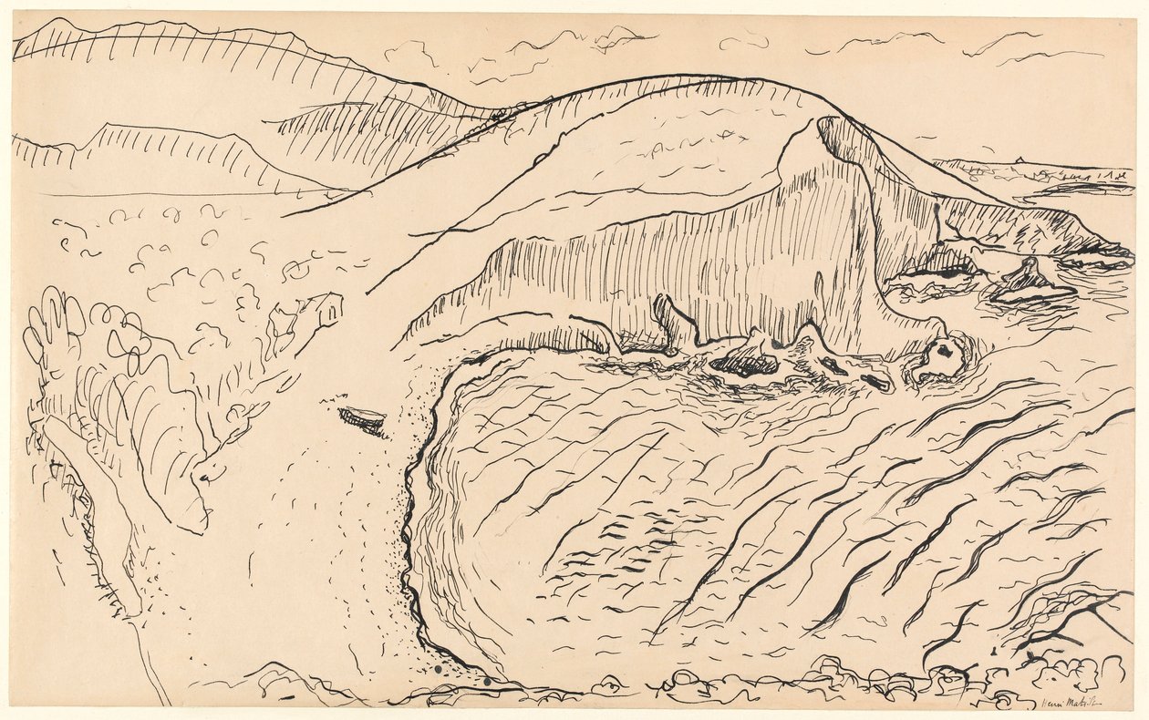 Krajobraz (pióro i tusz na papierze) autorstwa Henri Matisse