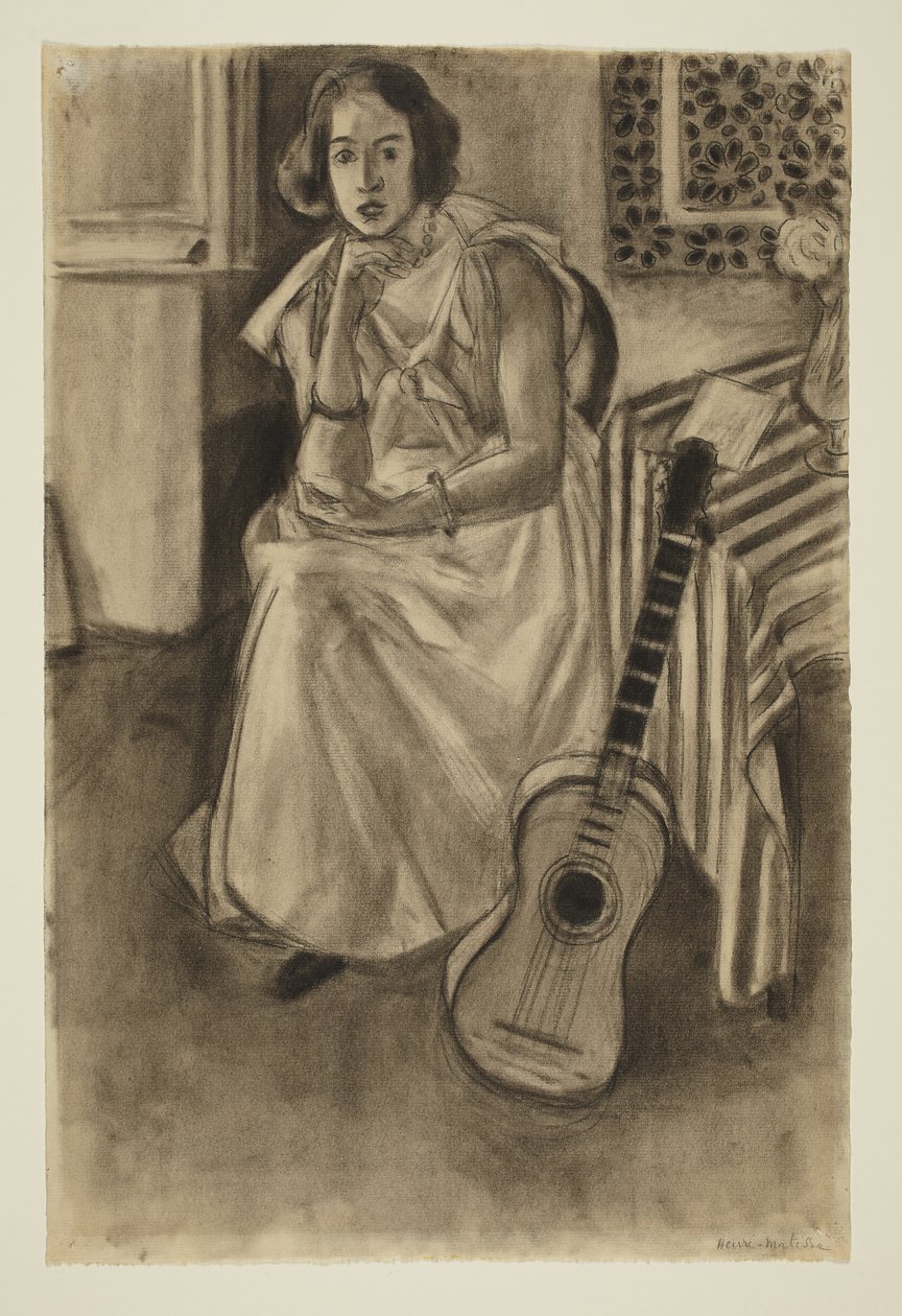 Siedzący model z gitarą autorstwa Henri Matisse