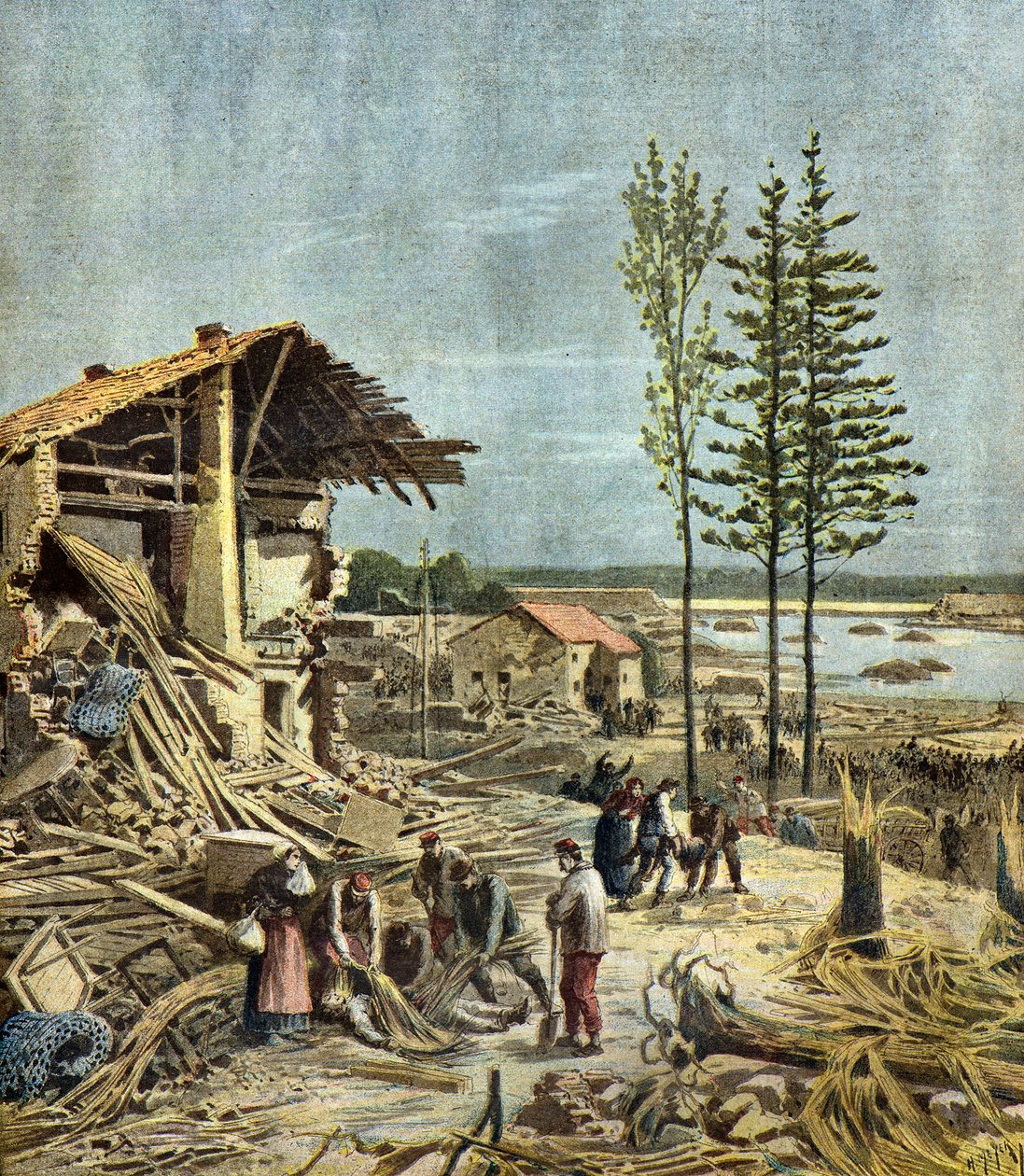 Katastrofa Bouzeya, 1895 r. (ilustracja) autorstwa Henri Meyer